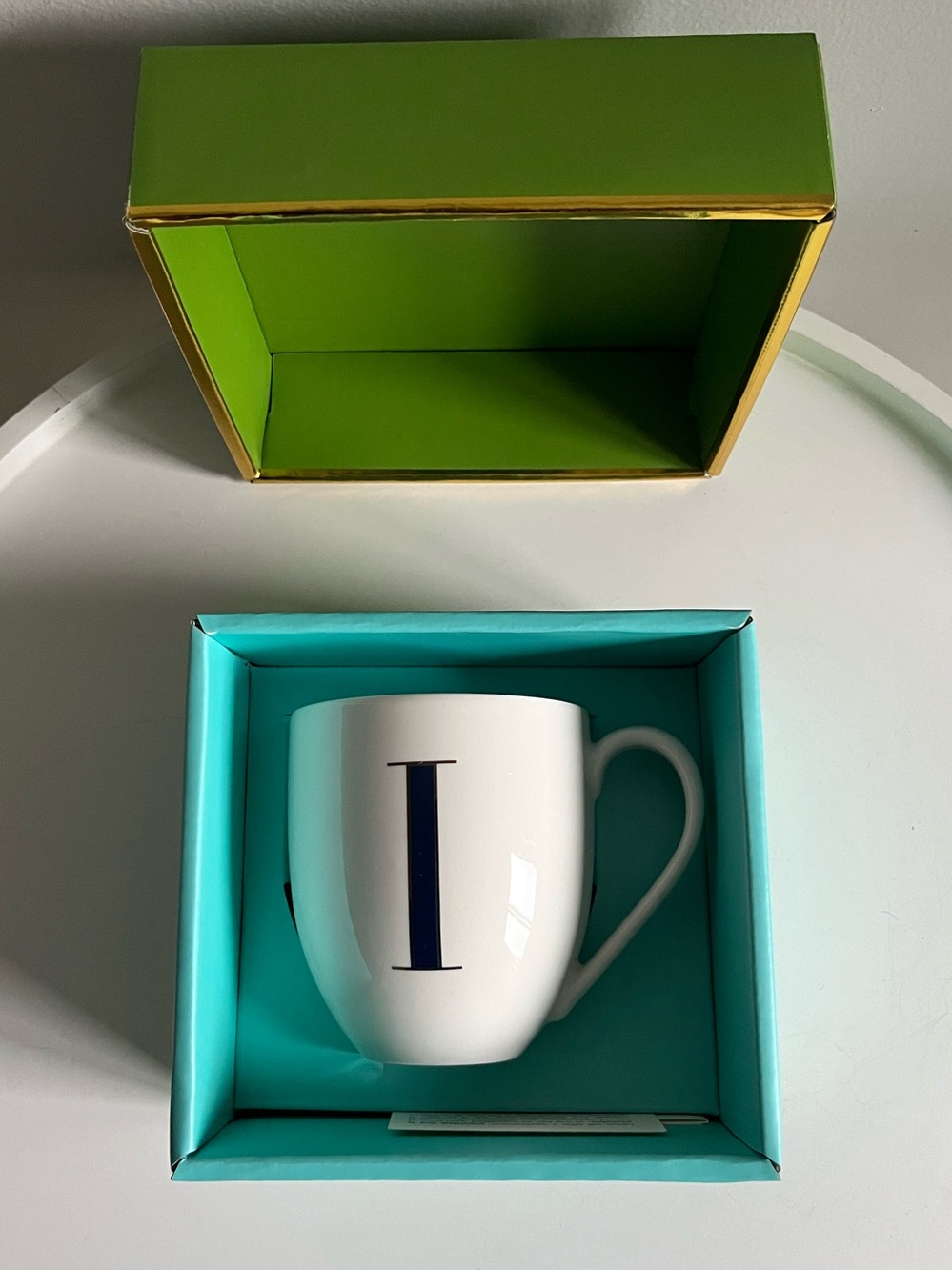 NIB Kate Spade NY & Lenox “It’s Personal” Initial Letter “I” Coffee Tea Mug